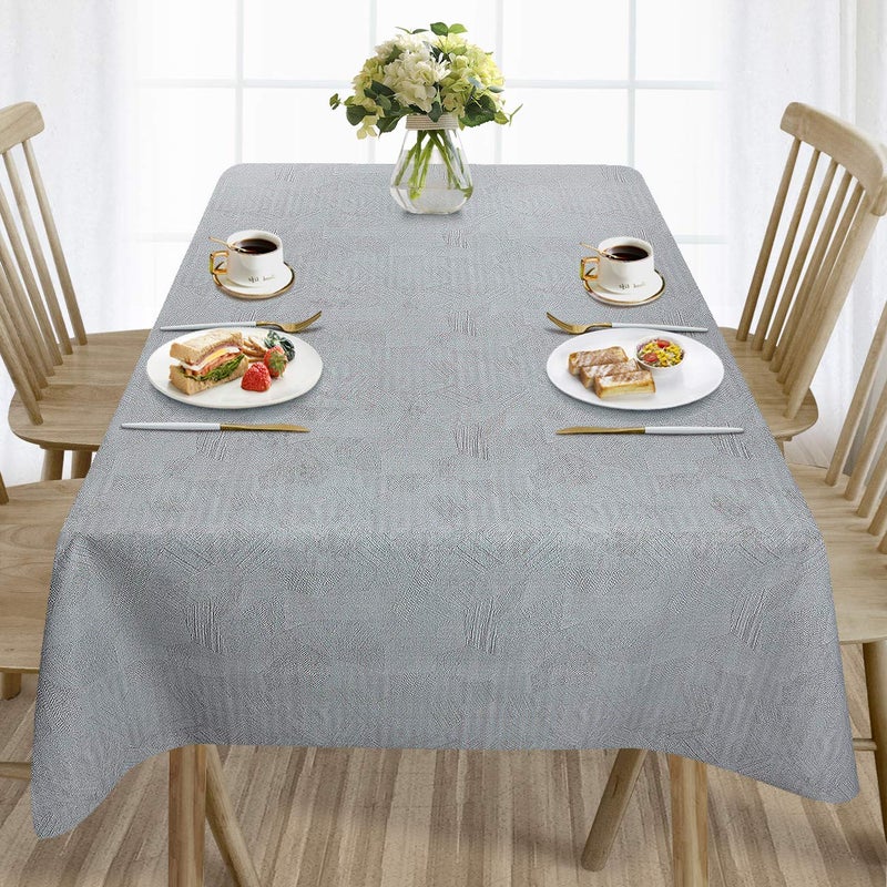 AIRCOWRIE Waterproof Vinyl Tablecloths Heavy Duty Oil Proof Spill Proof Plastic Table Cloth Wipe Clean PVC Table Cover for Spring Indoor and Outdoor Picnic Camping Grey 5478 Rectangle