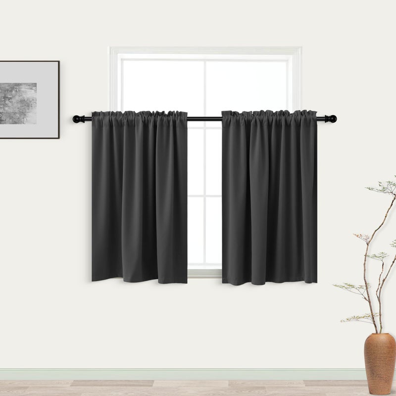KOUFALL Small Window Blinds for Bathroom Kitchen Blackout Keep Heat Black Out Window Coverings Heat Blocking Curtains for Bedroom 18 x 24 Inch Length Dark Gray - Image 1