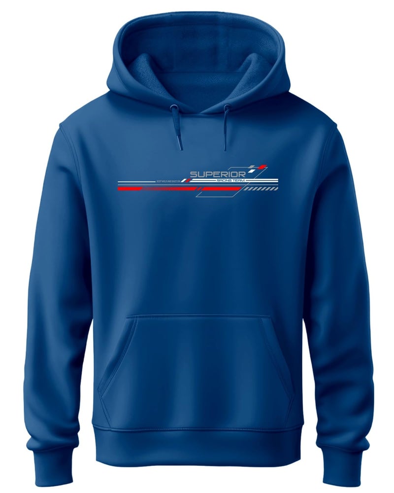 ADRO Hoodies for Men, 320 GSM Soft Cotton Hoodie Fabric, Long Lasting Printed Hoodie for Winter | Mens Hoodies | Sweatshirt for Men|H24-RAC-RB-L Royal Blue - Image 1