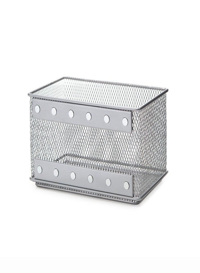 واي بي أم هوم سلة تخزين مغناطيسية من شبكة سلكية من YBM HOME، سلة مهملات، حاوية، صينية مكتب، منظم لوازم مكتبية فضي للثلاجة/فرن الميكروويف أو السطح المغناطيسي في المطبخ أو المكتب (1، متوسط) - Image 3