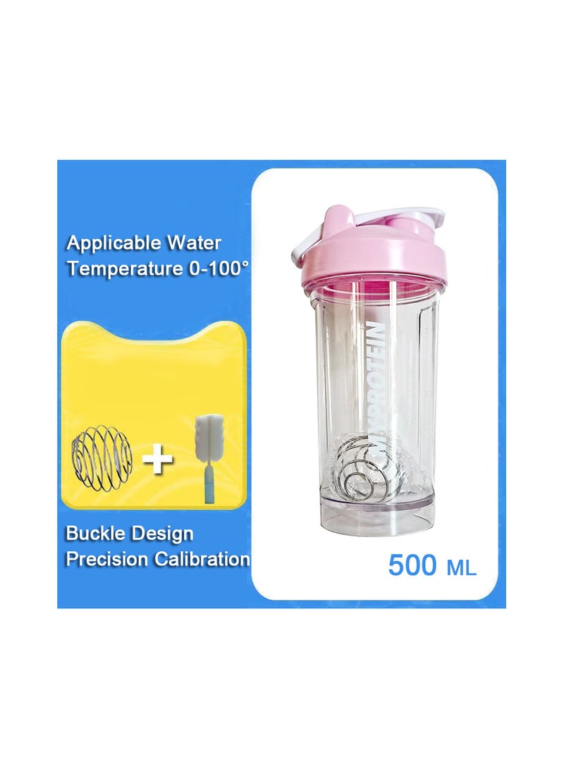 1-Piece 500ml Protein Shaker,Drinkware Shakering Mixer Cup Watter Bottle With Tick Marks - Image 1