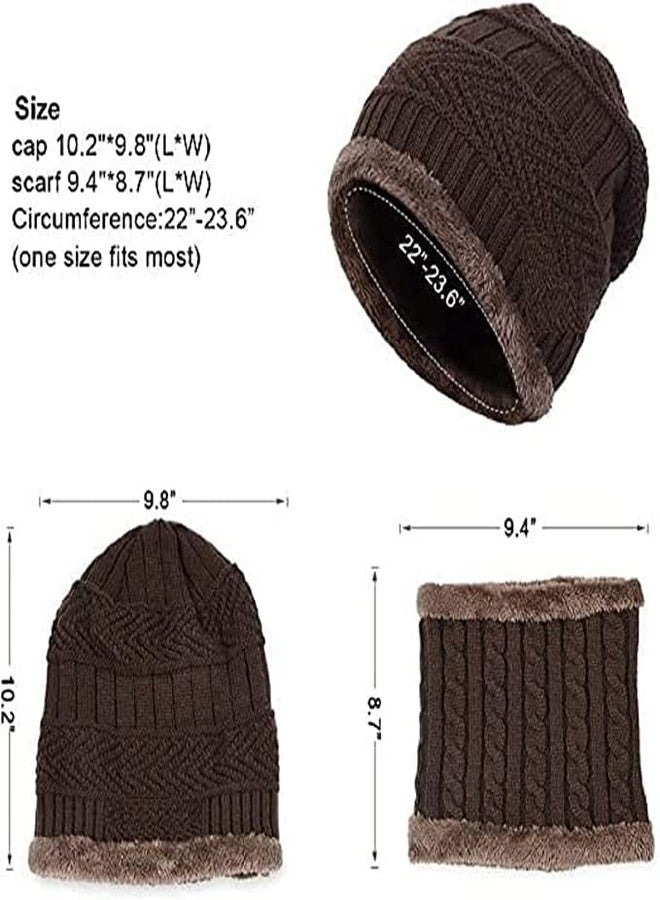 Creature Winter Knit Beanie Cap Hat Neck Warmer Scarf and Touchscreen Woolen Gloves Set for Men & Women (3 Piece) (BROWN) - Image 4