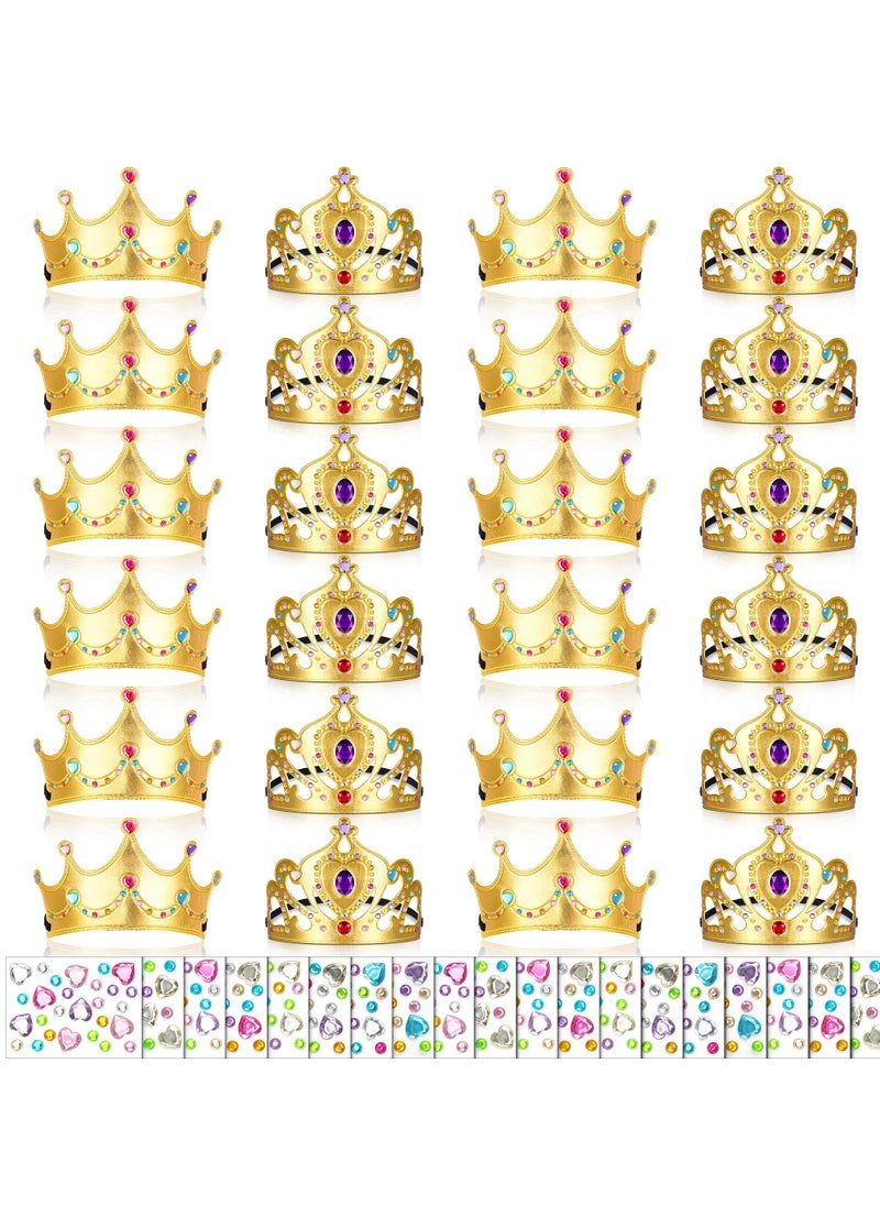 KASTWAVE - DIY Crown Set, 44 Pcs Birthday Foam Crowns Set for Kids Princess Tiaras Crowns Diamond Sticker Making Kits Kids' Party Supplies - Image 1