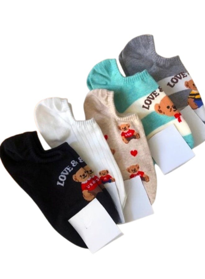 Women's Casual Cotton Ankle Socks Set – Soft and Comfortable Everyday Socks (5 Pairs + 1 Gift) – Modern Designs - Image 1