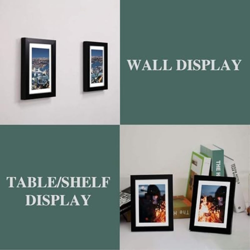 Aputue Picture Frame Set, 10X8inch Black Wood 5 PCS, Photo Frames with Mat for 5x7 Display, Tabletop or Wall Mounted Gallery Decor, Modern Memory Showcase for Home Office and Studio Artworks - Image 3