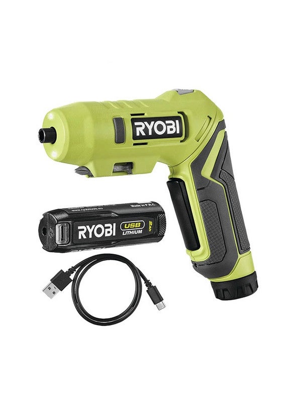 Ryobi Cordless Pivoting Screwdriver, 4V, 2.0Ah, 200RPM, 5Nm, 0.41kg - Image 1