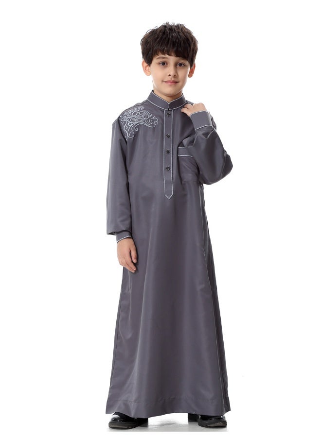 هانيميدو ثوب عربي إسلامي للصبي، قفطان بأزرار وطوق مرتفع  - Image 3