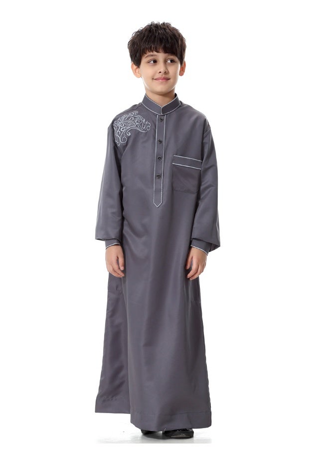 هانيميدو ثوب عربي إسلامي للصبي، قفطان بأزرار وطوق مرتفع  - Image 2