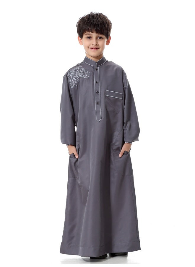 هانيميدو ثوب عربي إسلامي للصبي، قفطان بأزرار وطوق مرتفع  - Image 1