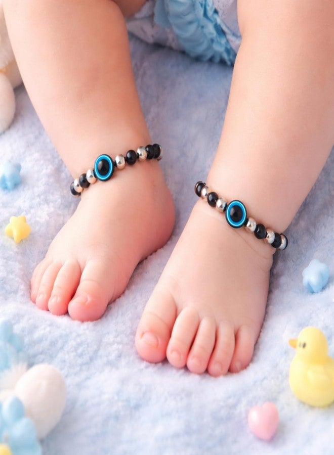 DARSHRAJ 925 Sterling Silver Baby Nazariya Anklet and Bracelet | Handmade Black Thread wristband | Nazar Protection Jewelry | Adjustable and comfortable for Newborn Baby Boys | Baby Girls - Image 2