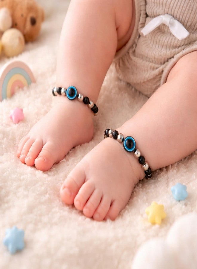 DARSHRAJ 925 Sterling Silver Baby Nazariya Anklet and Bracelet | Handmade Black Thread wristband | Nazar Protection Jewelry | Adjustable and comfortable for Newborn Baby Boys | Baby Girls - Image 3