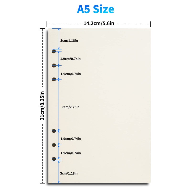 Tofun A5 Blank Refill Paper for 6-Ring Binders Planner Traveller Journal Notebook Dairy,Filler Paper Insert, 80 Sheets 160 Pages, Blank - Image 2