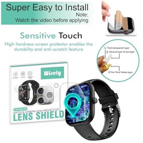Wisely |3pcs| Screen Guard Protector For Boat Wave Sigma 3 Smartwatch |2.01"| Bubble Free, Easy installation kit, Clear HD, Full Cover - Image 2