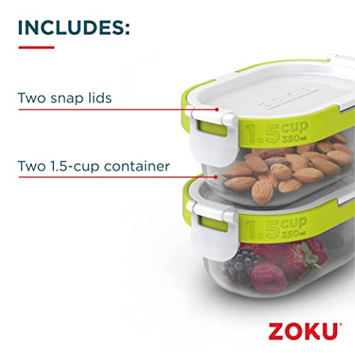 Zoku Stackable Food Storage Container Set For thinKitchen: with Lids for Lunch, Snacks, Soup and More, Airtight - Image 2
