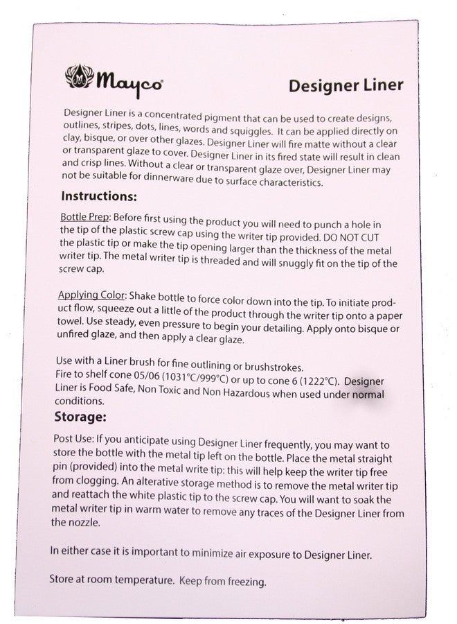 Creative Hobbies Mayco Designer Liner Ceramic Glaze Writers - 1.25 Ounce Each, Kit of All 10 Colors Plus Free Instructional Booklet - Image 4