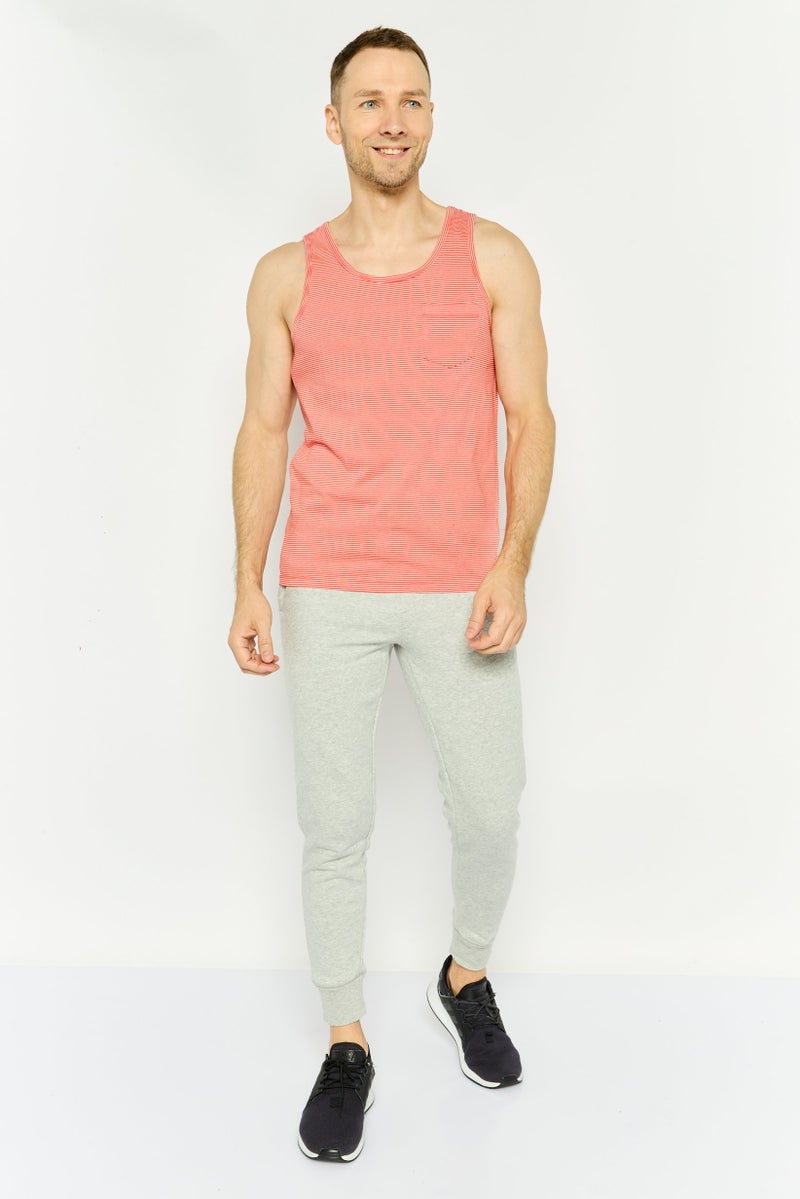 GAP Men Scoop Neck Sleeveless Stripe Vest,  Peach - Image 3