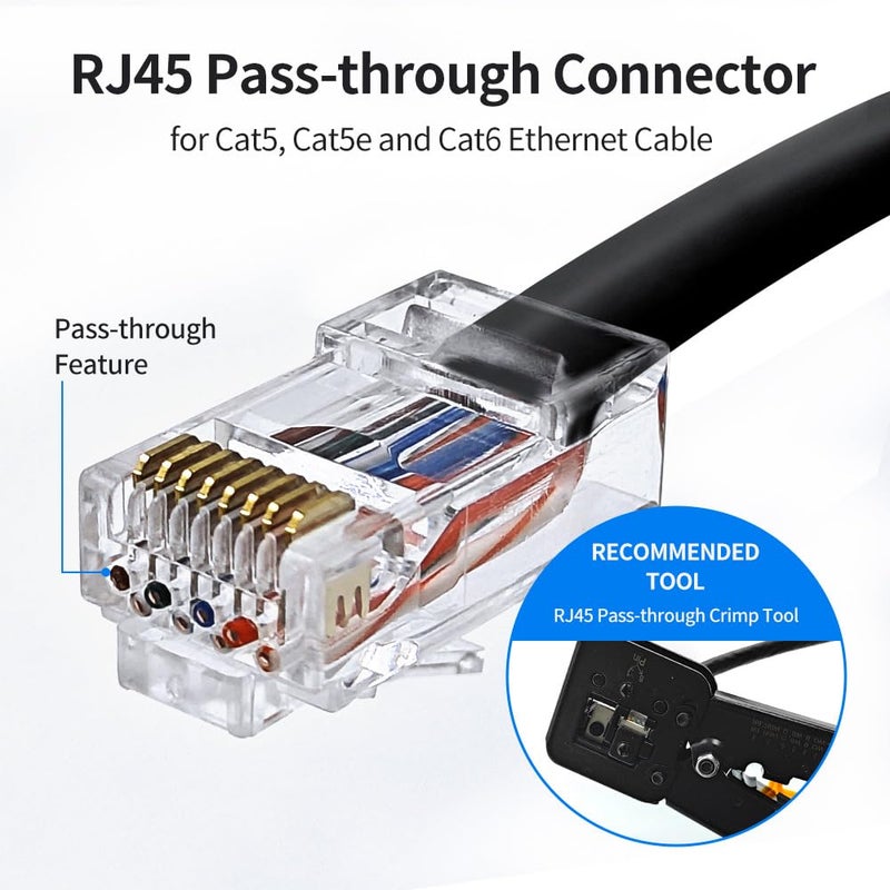 XANHAM Cat 6 Pass Through RJ45 Connector with Strain Relief Boots Modular Crimp Network Plug for 23AWG Cat6, Cat5, Cat5e Solid or Stranded Ethernet Cable (Cat6 Unshielded, 25) - Image 2
