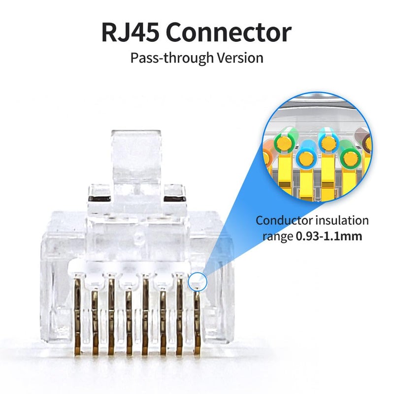 XANHAM Cat 6 Pass Through RJ45 Connector with Strain Relief Boots Modular Crimp Network Plug for 23AWG Cat6, Cat5, Cat5e Solid or Stranded Ethernet Cable (Cat6 Unshielded, 25) - Image 3