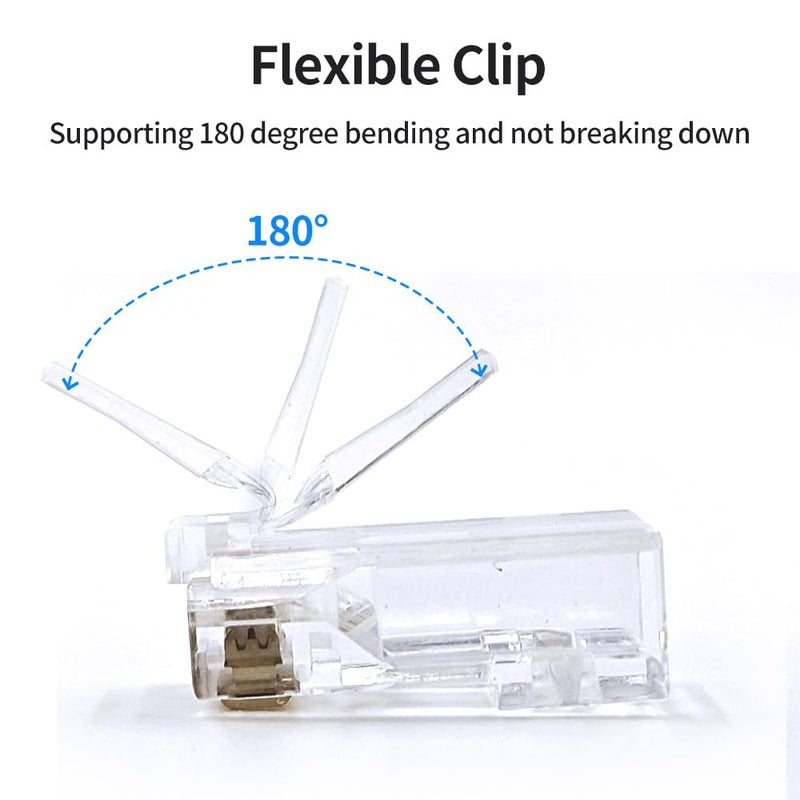 XANHAM Cat 6 Pass Through RJ45 Connector with Strain Relief Boots Modular Crimp Network Plug for 23AWG Cat6, Cat5, Cat5e Solid or Stranded Ethernet Cable (Cat6 Unshielded, 25) - Image 5