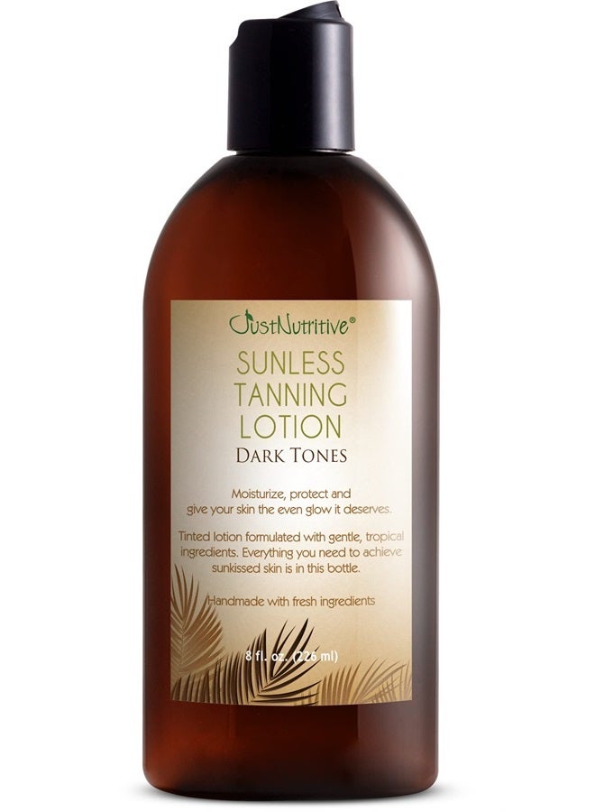 Just Nutritive Sunless Tanning Lotion Dark Tones | Indoor Self- Tanner | Dark Tanning Lotion | Body Tanning Lotion | Sun Kiss Glow | Self-Tanning Lotion with Bronzer | Just Nutritive | 8 Oz - Image 1