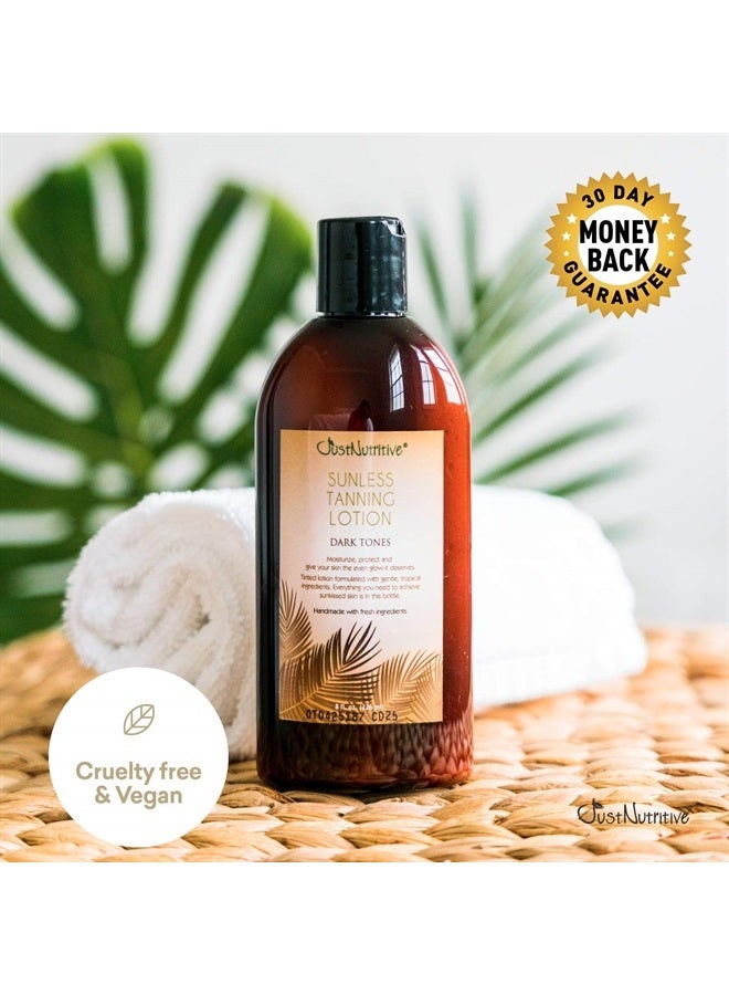 Just Nutritive Sunless Tanning Lotion Dark Tones | Indoor Self- Tanner | Dark Tanning Lotion | Body Tanning Lotion | Sun Kiss Glow | Self-Tanning Lotion with Bronzer | Just Nutritive | 8 Oz - Image 4