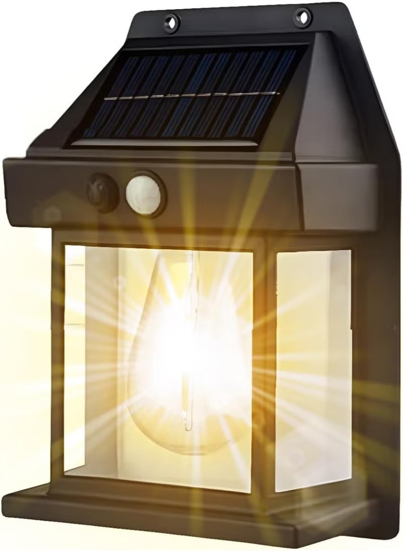 LED Tungsten Solar Power Outdoor Wall Light - Waterproof and Rainproof Garden Lighting (IP65) | Features Smart Motion Sensor and 3 Lighting Modes | Works Automatically from Dusk to Dawn for Entrances and Gardens. Contains One Bulb. - Image 1