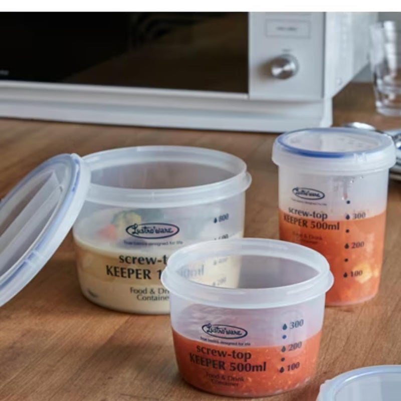 Lustroware (Set of 3) Lustroware Airtight Nestable Food Container Set with Lid  Kitchen Home Reusable Meal Prep Storage  Canister with Calibration  Dishwasher & Microwave Safe (8.5  17  25 oz) - Image 4
