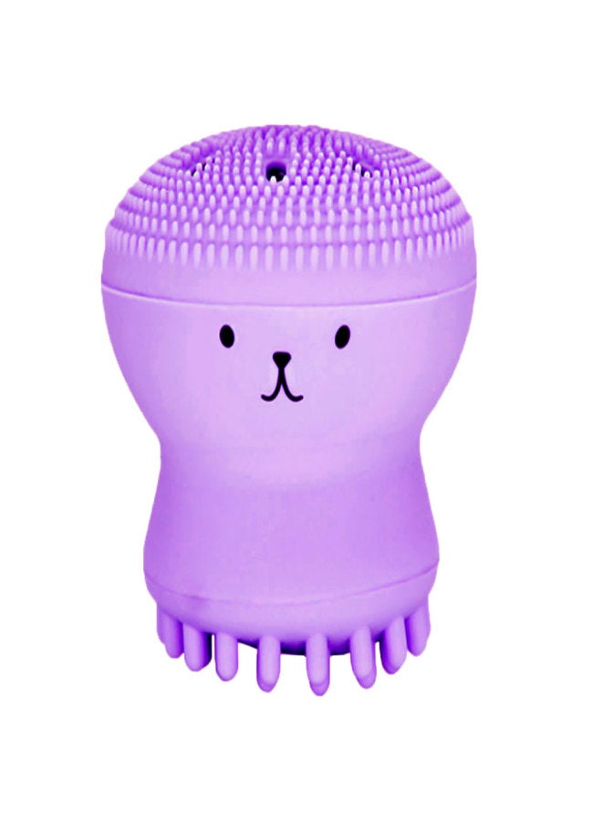 Double-sided jellyfish small octopus face wash brush silicone cleansing brush facial cleansing brush face brush artifact cleansing instrument spot Blister purple - Image 1