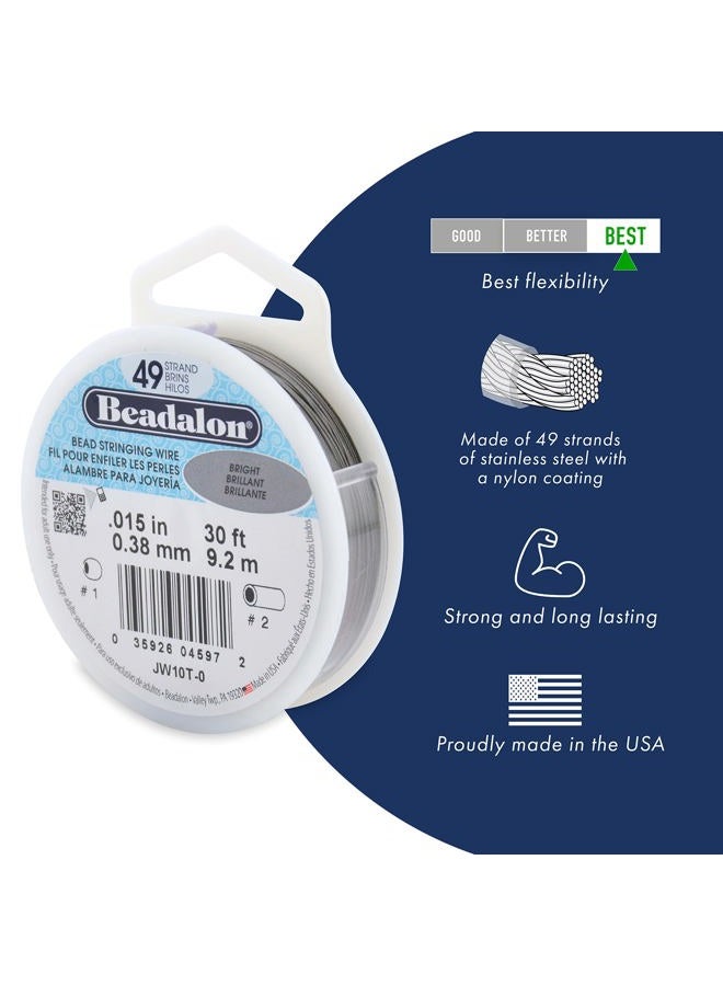 Beadalon 49 Strand Stainless Steel Bead Stringing Wire, .030 in / 0.76 mm, Bright, 100 ft / 31 m - Image 2