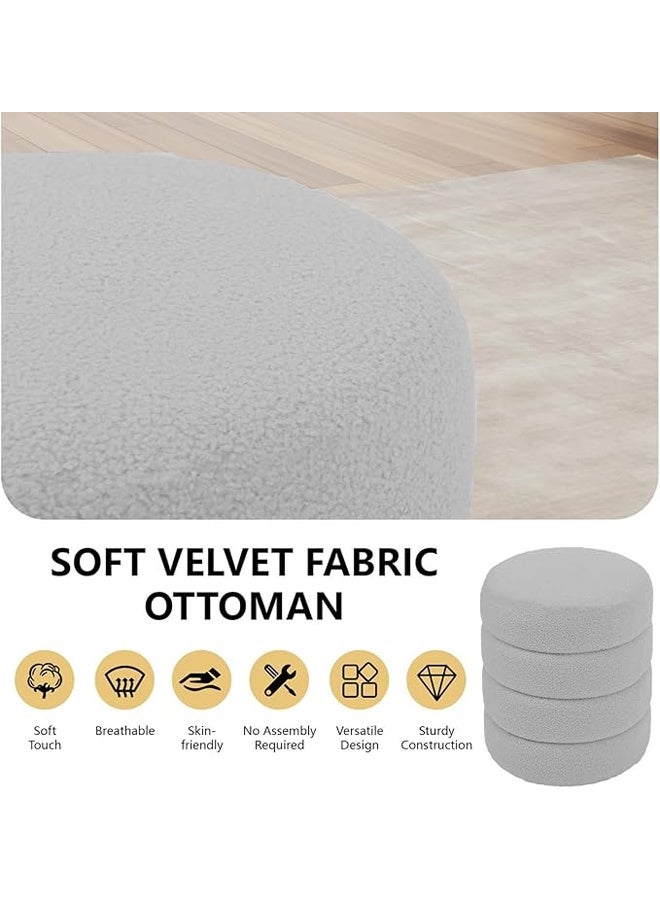 keke Round Upholstered Ottoman Footstool Soft Fleece Fabric Padded Seat for Bedroom and Vanity - Image 4