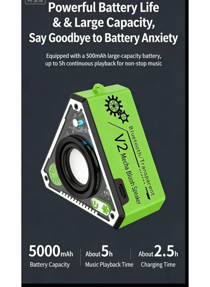 V2 audio 2026 new wireless Bluetooth subwoofer mecha portable mini home desktop cannon audio - Image 2