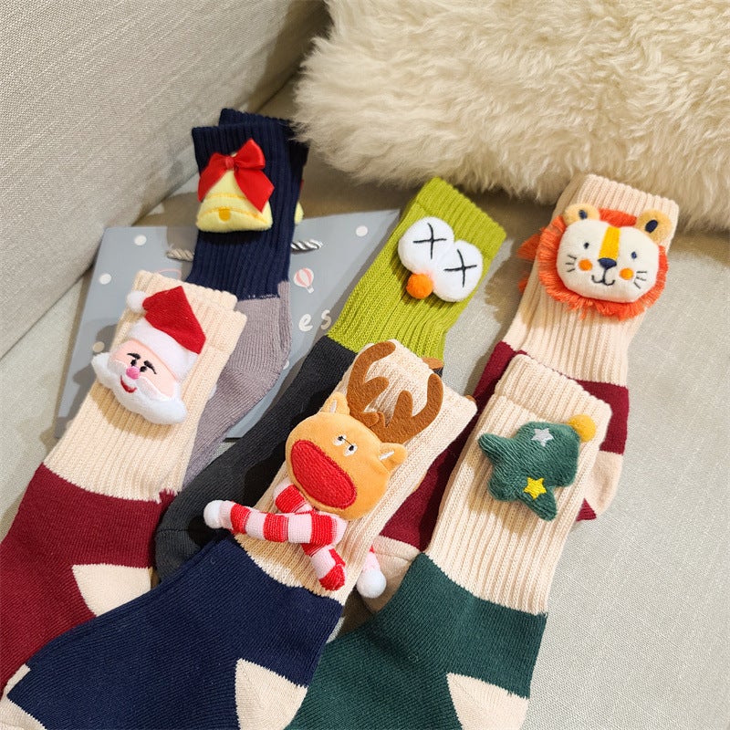 Children'S Socks Cartoon Doll Children'S Thick Cotton Socks Baby Cotton Socks Festive Holiday Three-Dimensional Christmas Socks - Image 2
