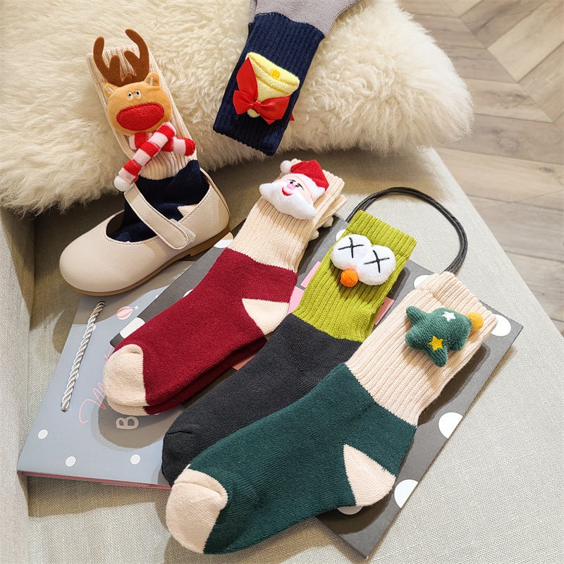 Children'S Socks Cartoon Doll Children'S Thick Cotton Socks Baby Cotton Socks Festive Holiday Three-Dimensional Christmas Socks - Image 3