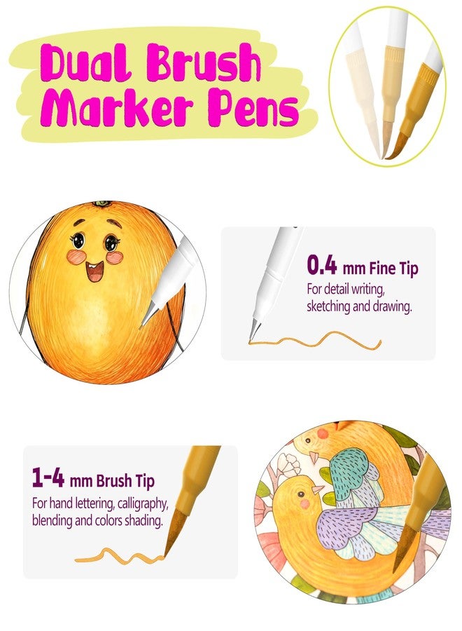Halobios 120 Color Dual Tips Brush Pens Colouring Art Markers, Fine and Brush Tip - Image 3