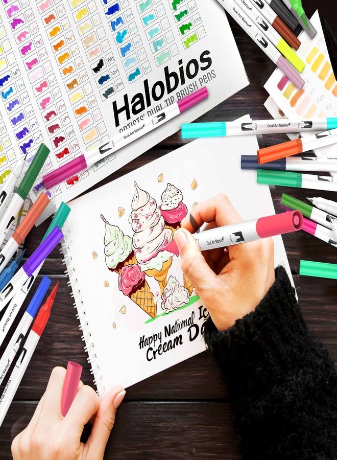 Halobios 120 Color Dual Tips Brush Pens Colouring Art Markers, Fine and Brush Tip - Image 4