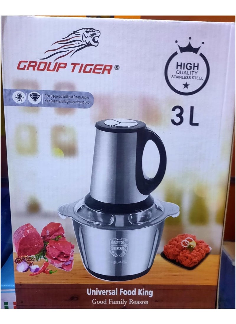 Group Tiger - Kibbeh and mincer chops and grinds meat, vegetables and spices, stainless steel, 1000 watts, 4 blades, 3-liter stainless steel kibbeh jug, equipped with 3 speeds, from Tiger Group, silver - Image 1