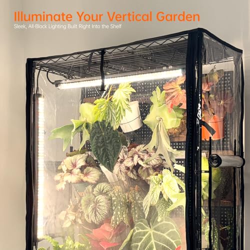 Bstrip Indoor Greenhouse Cabinet with Pegboard, Indoor Greenhouse with 4 Pack 96W Full Spectrum Grow Light for Indoor Plant, Foliage Plants, 29.5"x13.8"x59" - Image 4