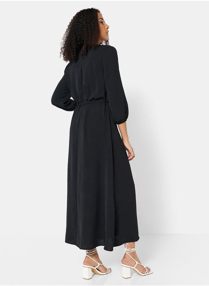 ONLY - Belted V-Neck Maxi Dress - Image 1