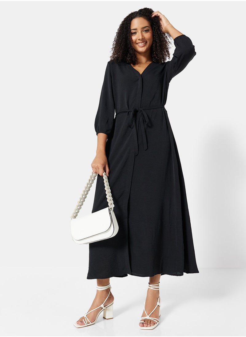 ONLY - Belted V-Neck Maxi Dress - Image 1