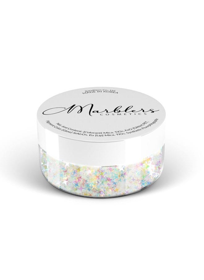 MARBLERS Cosmetic Grade Chunky Shape Glitter [Twinkle] 0.11oz (3g) | Flake | Non-Toxic | Vegan | Cruelty-Free | Eyeshadow, Nail Polish, Nail Art | Festival, Rave & Party Makeup | Body & Face  - Image 1