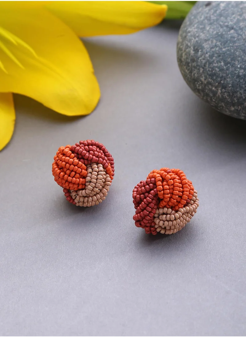 سوهي Red & Beige Contemporary Drop Earrings