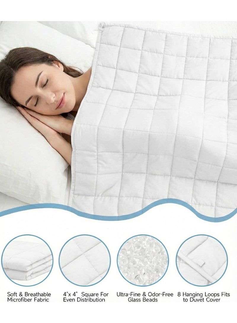 فابينني بطانية ثقيلة ٥٫٥ كجم / ١٢٢ × ١٨٣ سم، مقاس فردي، بطانية ثقيلة ٤٨ × ٧٢ بوصة / ١٢ رطلاً، لتخفيف القلق، علاج التوحد، الأرق، تخفيف التوتر، بطانية ضغط عميق، لون أبيض - Image 2