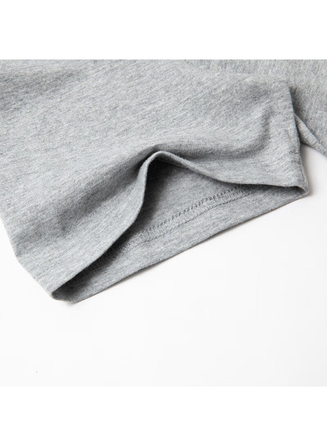 Limeng Men's And Women's Solid Color 180g Cotton Short Sleeve T-shirt Round Neck Loose Fit Tee Bottoming Shirt Light Grey 3XL - Image 3