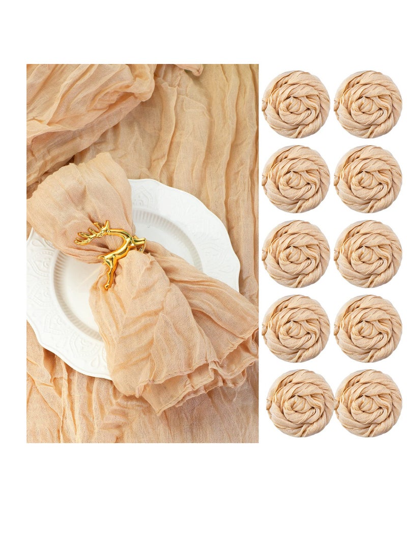 SOLARAE 10 Pieces Gauze Cheesecloth Napkins, Wrinkled Dinner Napkins, 19.7 x 19.7 Inch Table Napkins Decorative Cloth Napkins, for Home Wedding Parties Table Decoration Family Everyday Use (Camel) - Image 1