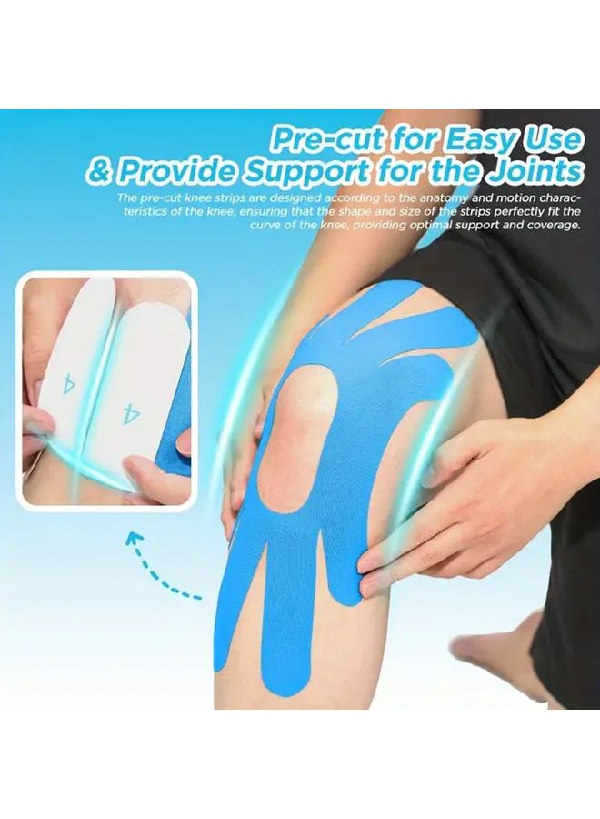 Blue Pre Cut Kinesiology Tape Strips for Knee Pack of 10 Sports Protection - Image 5