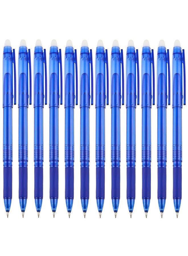 Volcanics Blue Erasable Gel Pens, 0.7mm Fine Point Gel Erasable Pens - Compatible with Rocketbook, 12 Pack, Smooth Writing Pens Pencil-Like Precision for School & Office - Image 1