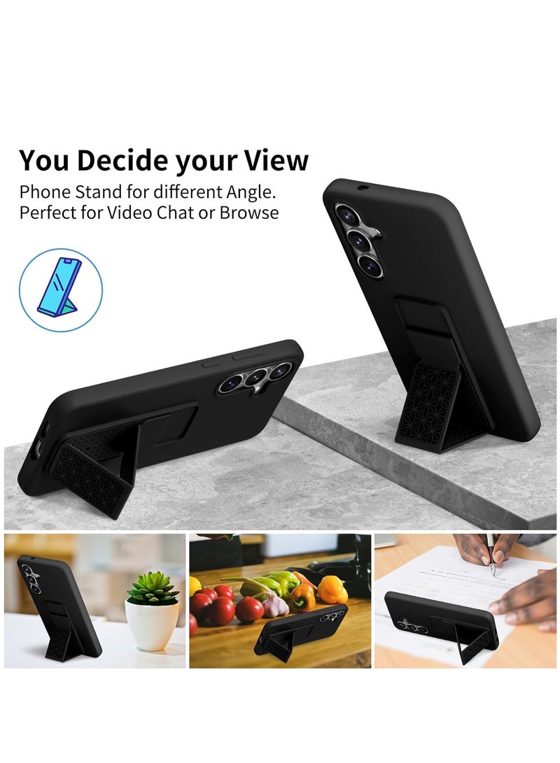 بورتوني غطاء حماية من السيليكون لهاتف سامسونج جالاكسي S25 مع حامل عمودي وأفقي وحزام يد وغطاء ممتص للصدمات ومضاد للخدش لهاتف سامسونج جالاكسي S25 5G مقاس 6.2 بوصة - Image 3