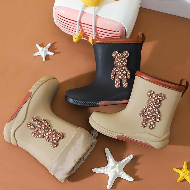 Children'S Rain Boots For Boys And Girls, Non-Slip, Waterproof, Cartoon Bear Design, Cuffed, Student Water Shoes - Image 5