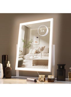 Lighted Makeup Mirror, Hollywood Vanity Mirror With Lights, Three Color Lighting Modes, And 5X Magnification Mirror, Smart Touch Control, 360°Rotation (17.3In. White,Gift Box)