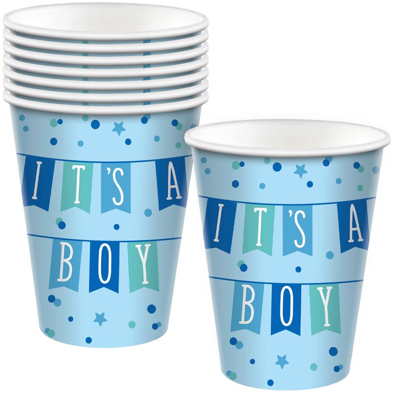 Amscan Its a Boy Paper Cups  9 oz  Blue  8 Pcs